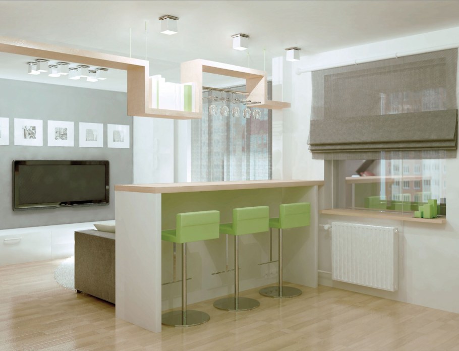 Барная стойка разделяющая кухню