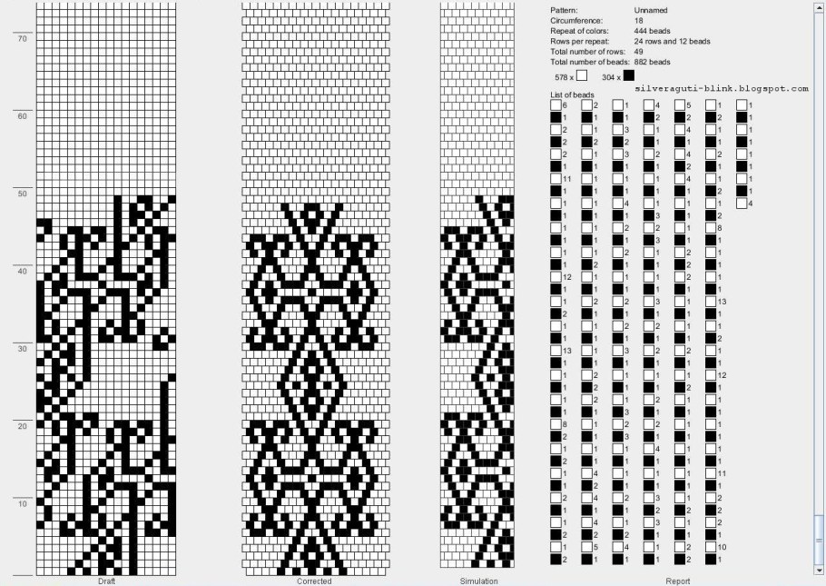 Схема жгута из бисера на 20 бисерин