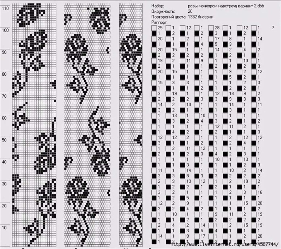 Схемы для вязания жгутов из бисера на 12 бисерин