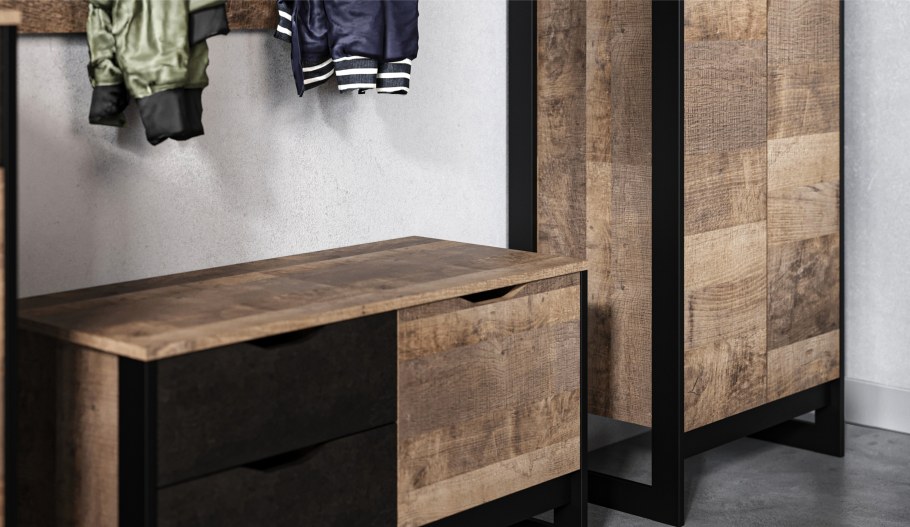 Стокгольм дуб гранж песочный/Железный камень