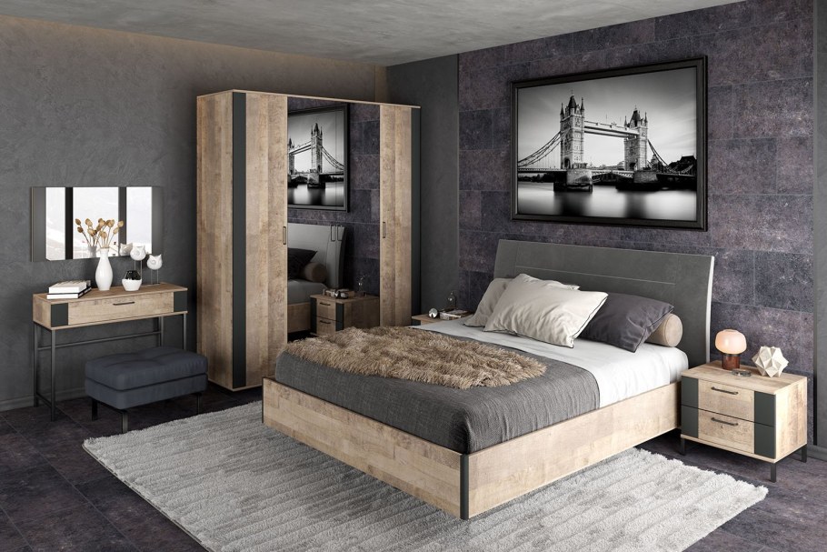 Дуб гранж песочный кровать