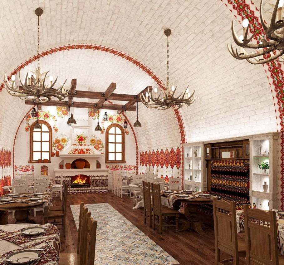 Интерьер кафе в русском стиле