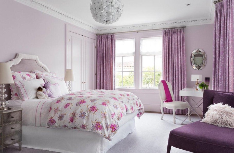 Розовые шторы в спальню