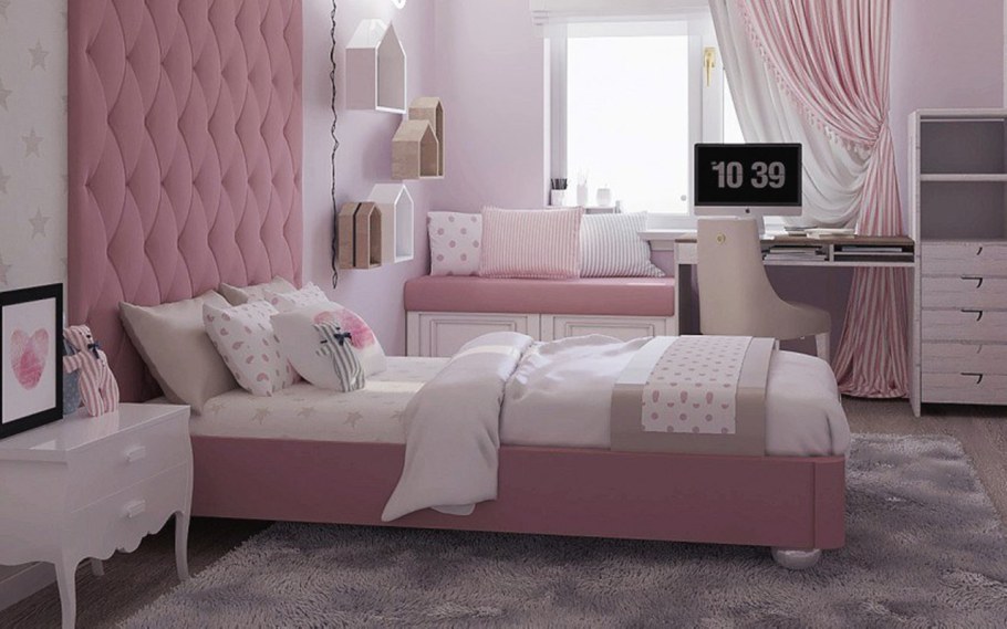 Спальня для девочки в розовых тонах