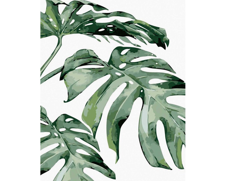 Тропические листья акварелью