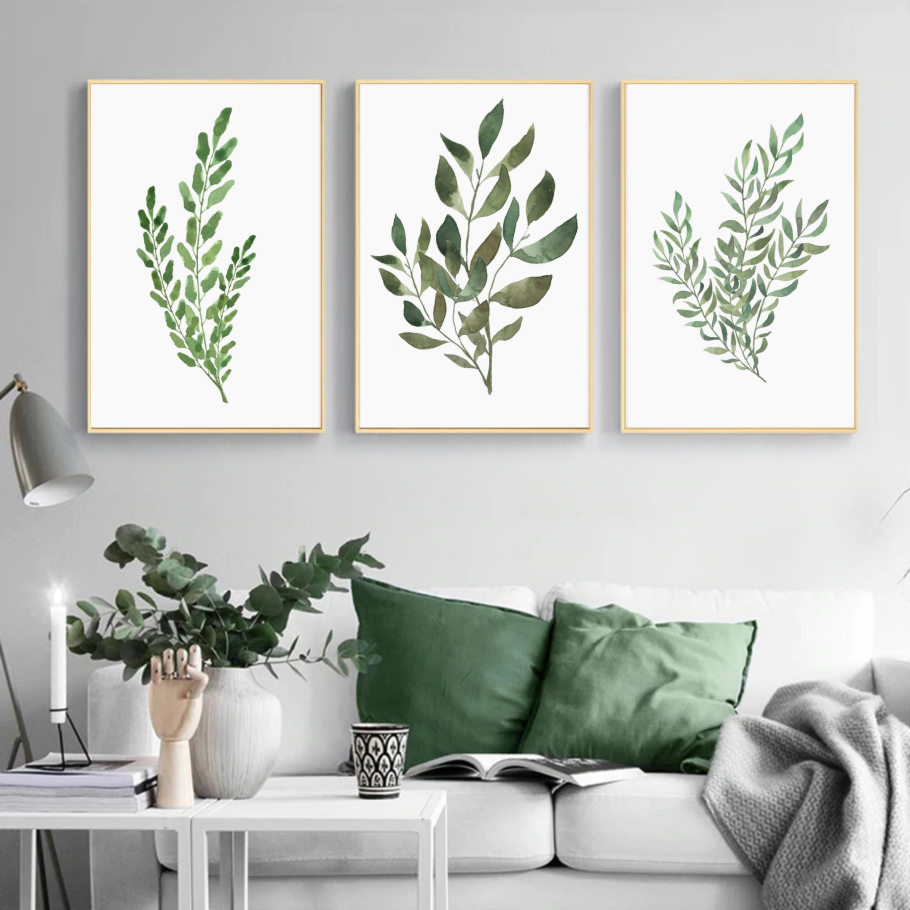 Зеленые постеры в скандинавском стиле