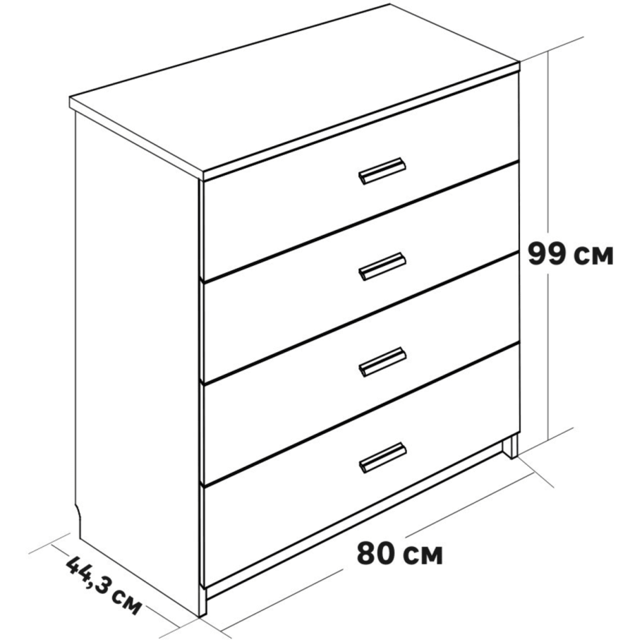 Каркас комода 99x80x44.3 см 4 ящика ЛДСП цвет дуб сонома