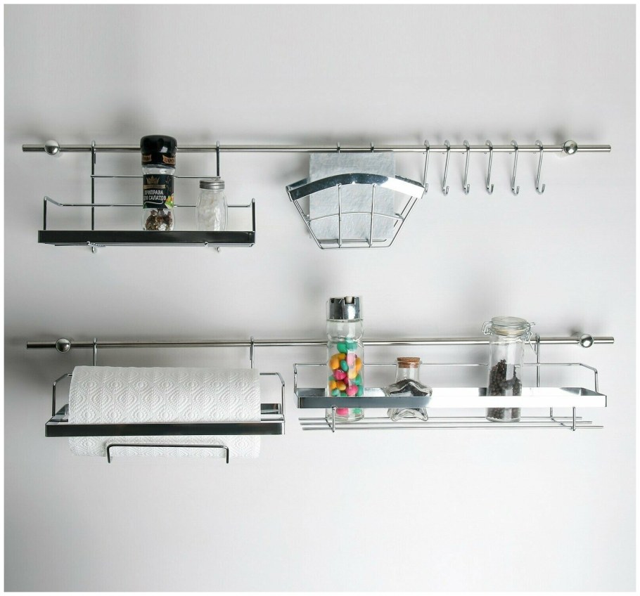 Рейлинговая система для кухни Доляна: базовый набор, 16 предметов