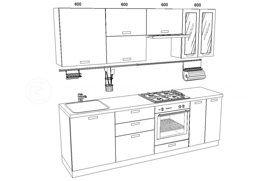 Комплект кухонной мебели предназначен для