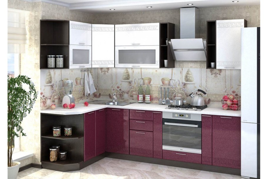 Кухня Греция Сурская мебель гранат