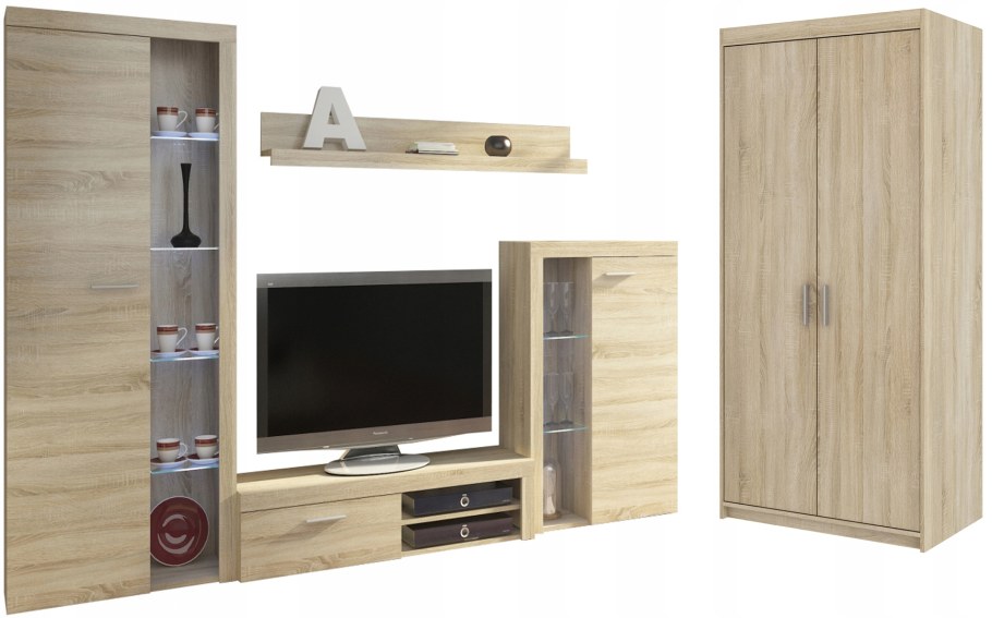 Стенка и шкаф 3d Самба гостиная - дуб Лефкас