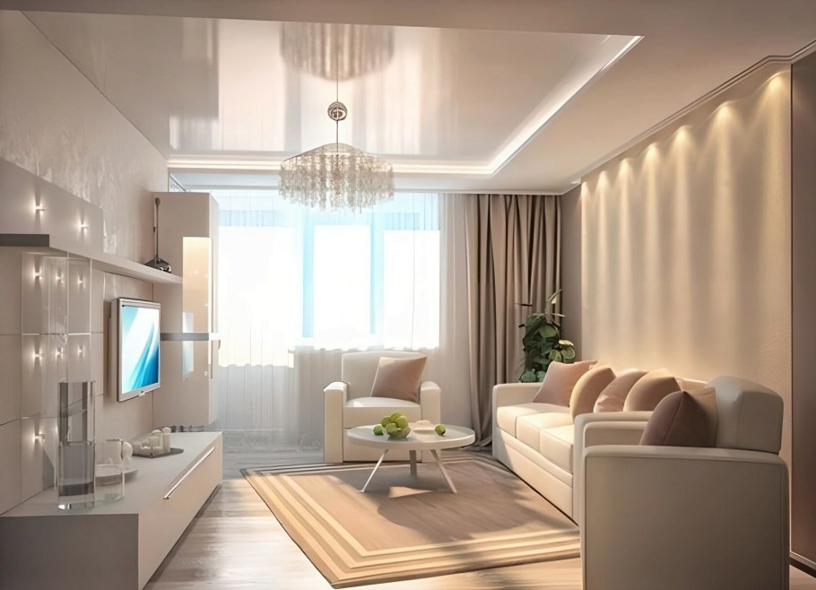 Гостиная в бежевых тонах