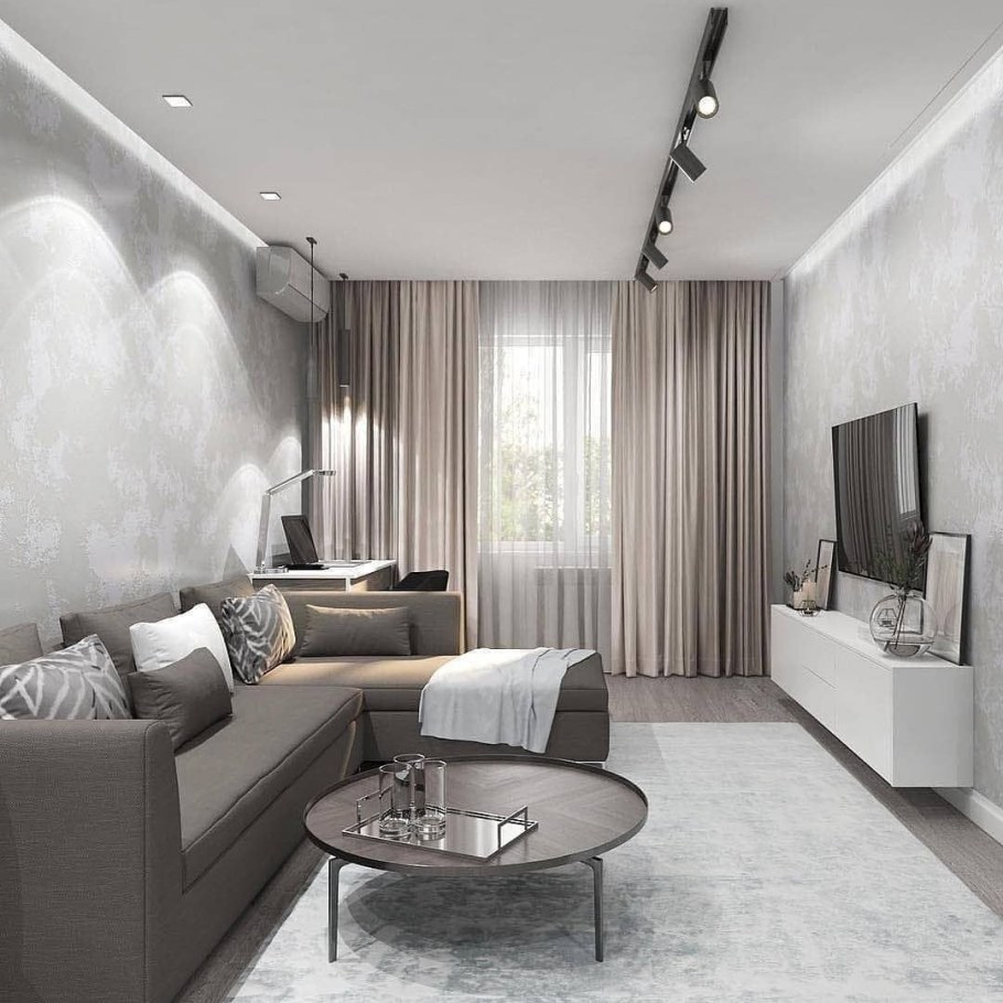 Гостиная в сером тоне