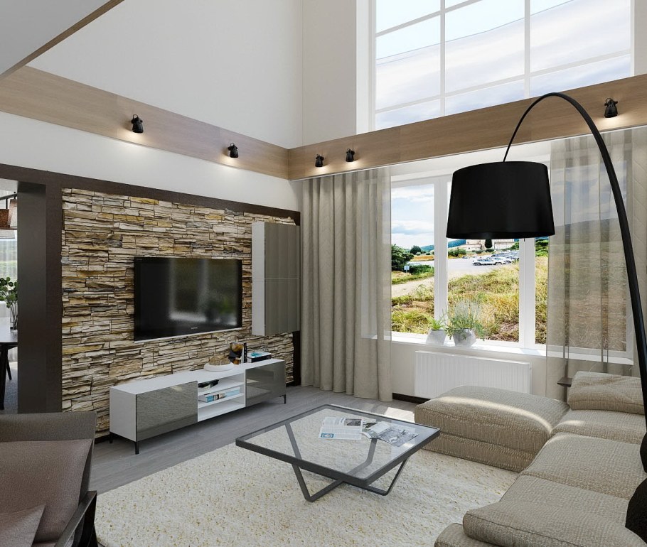 Современная планировка гостиной