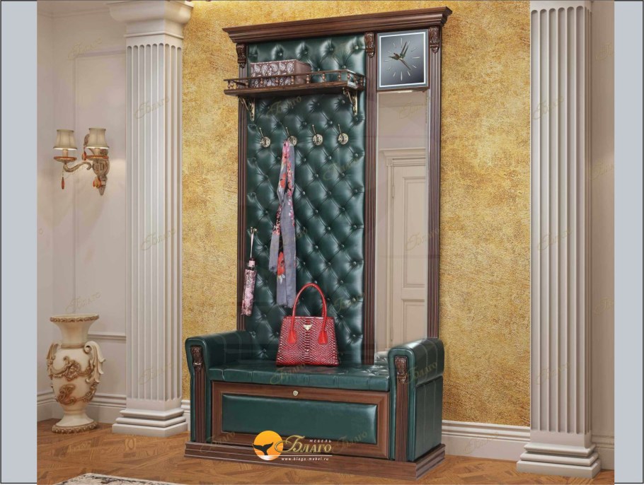 Вешалка «благо» с подлокотниками, полкой, зеркалом и часами б5.12-1