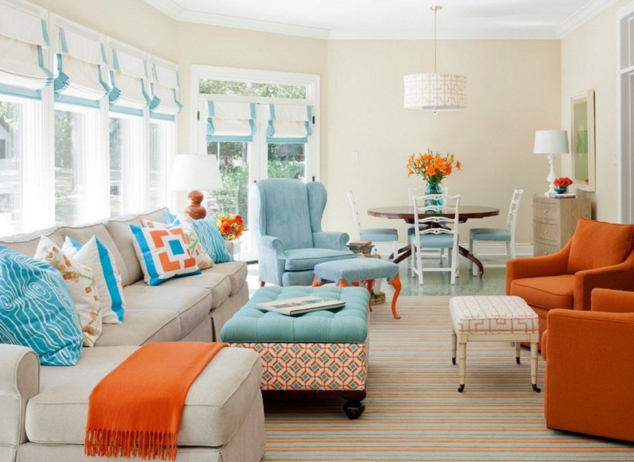 Оранжевый в интерьере сочетания