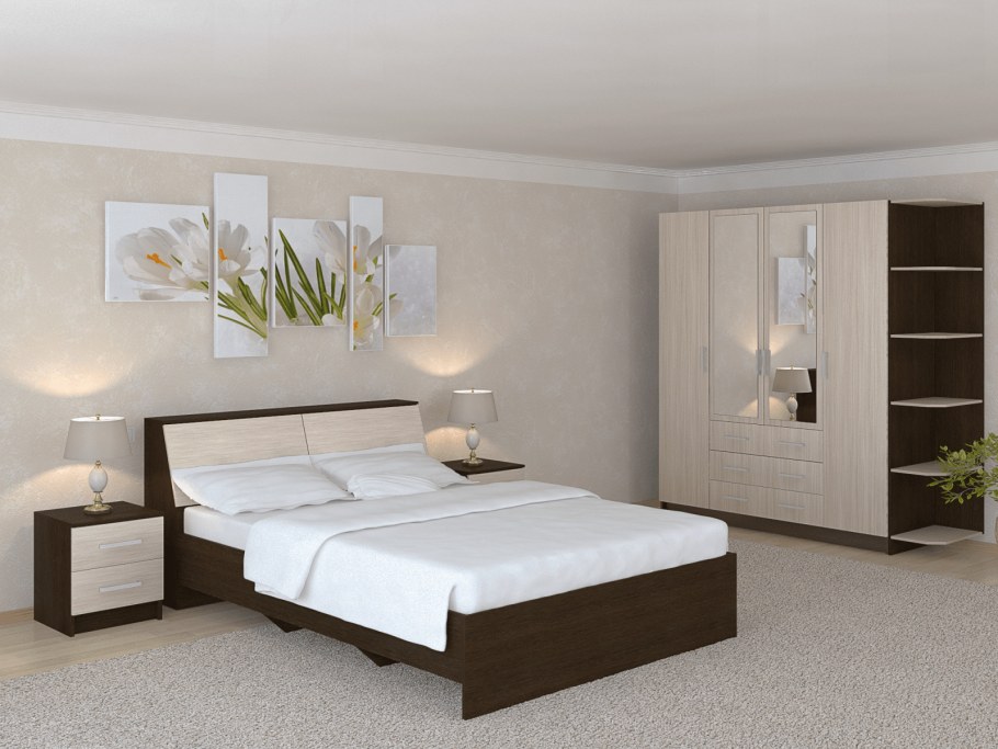 Камелия кровать ясень светлый +Кайман