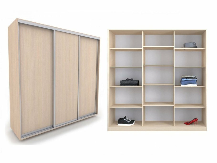 Шкаф купе дуб молочный/серебро Столине