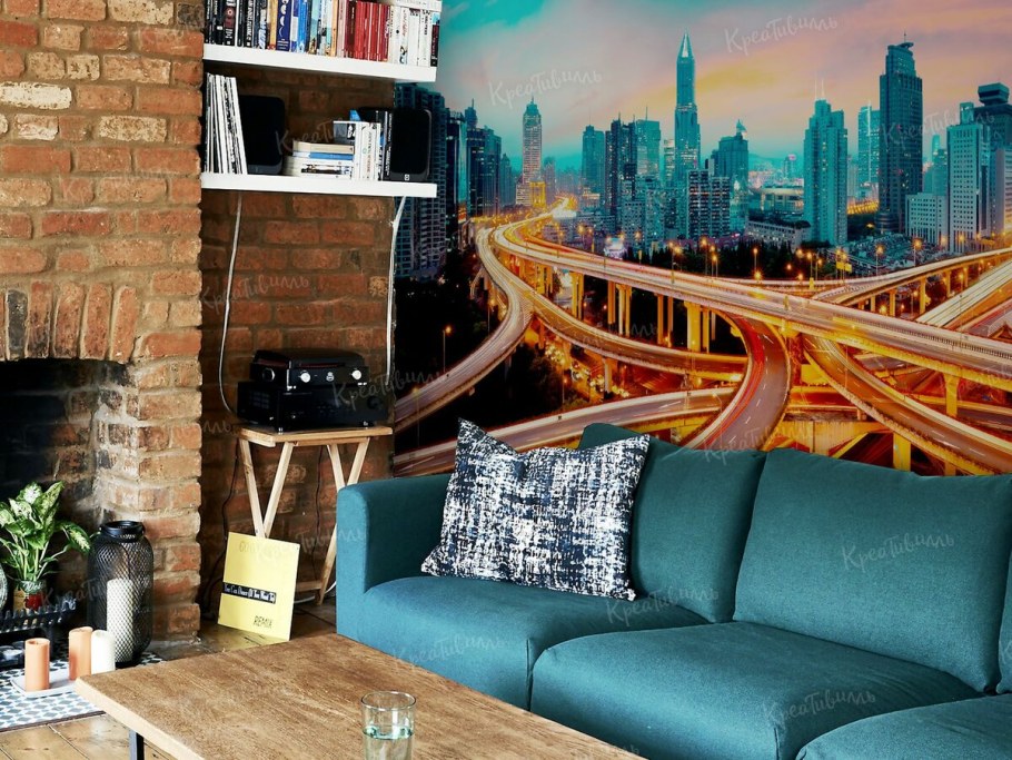 Черно белые фрески в интерьере