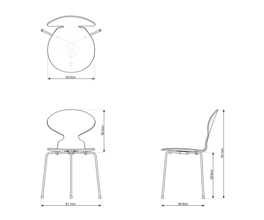 Чертежи для стула Арне Якобсена