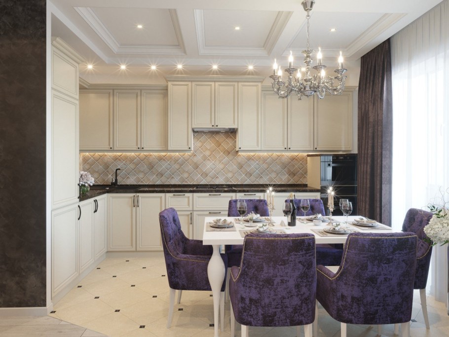 Кухня гостиная 18 кв м в стиле арт деко