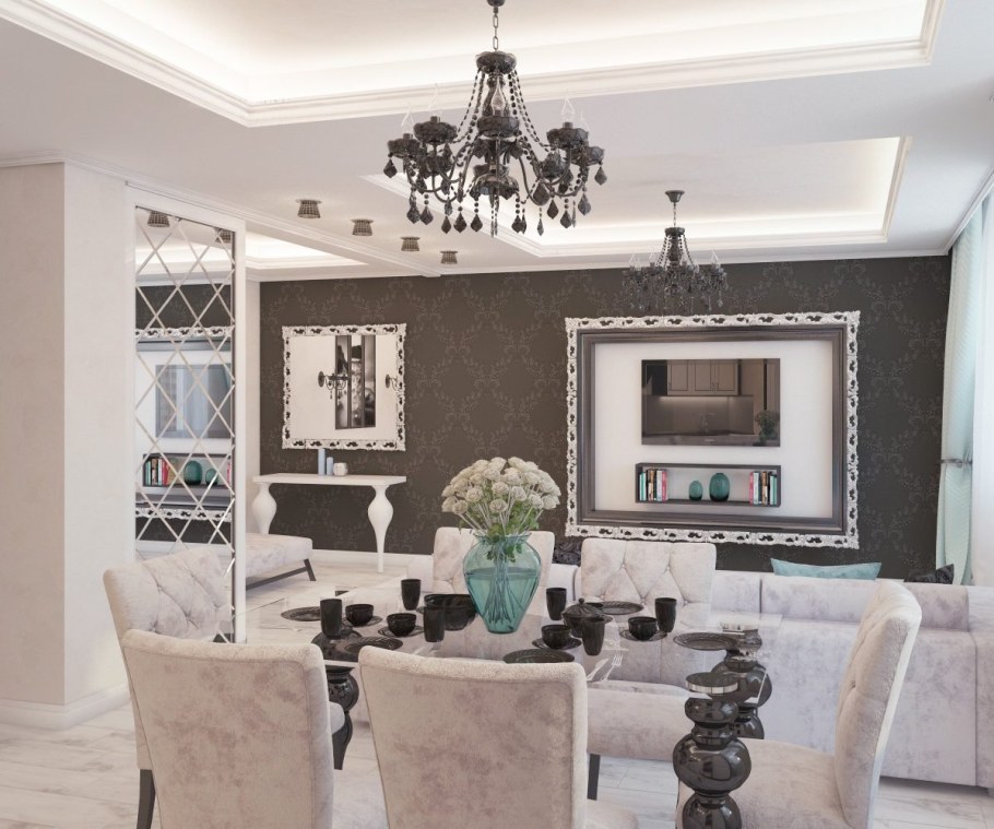 Кухня-гостиная в стиле арт деко