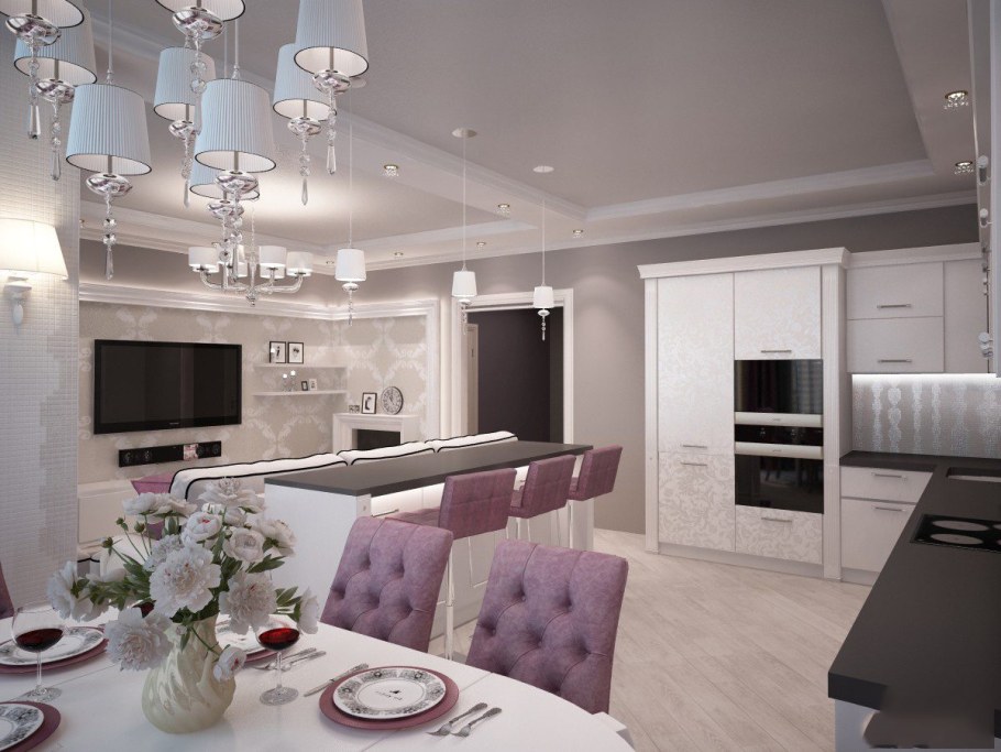 Кухня-гостиная в стиле арт деко