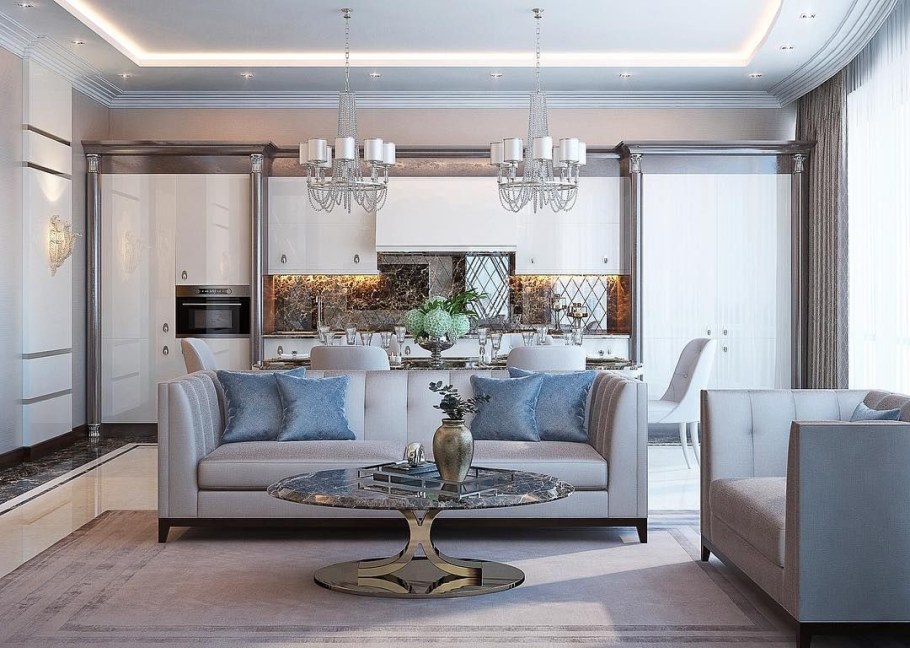 Кухня гостиная ар деко