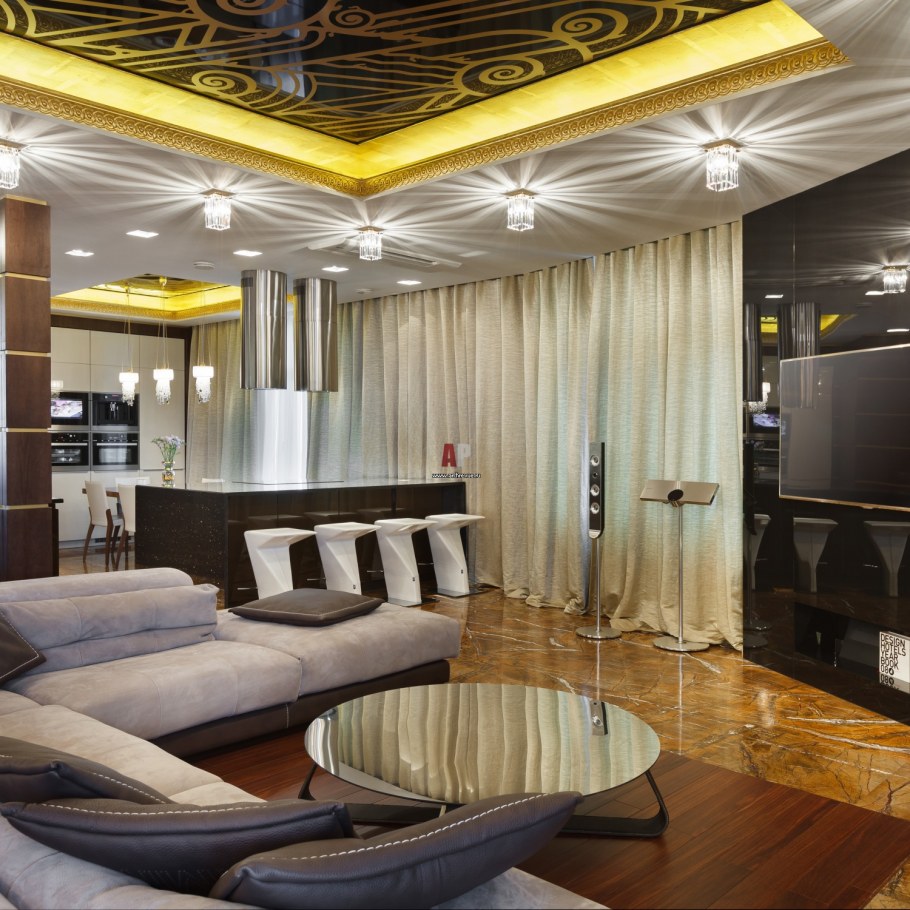 Квартира студия в стиле гламур