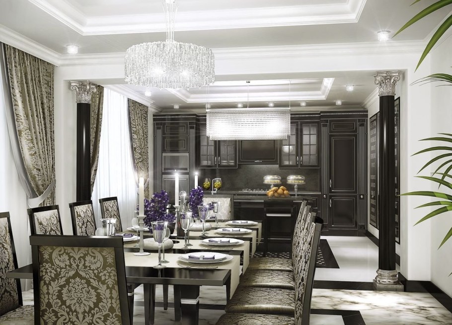 Кухня гостиная ар деко