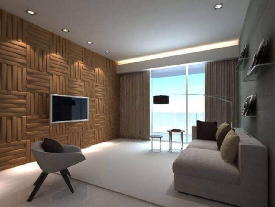 Деревянные панели в гостиной