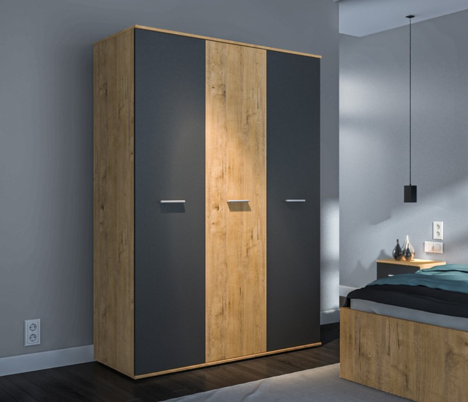 Мамбо сб-2676.н шкаф 3 дверный дуб Бунратти/дуб Бунратти,Диамант серый