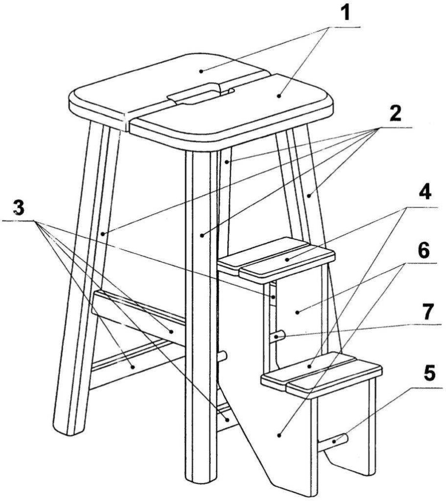 Табурет стремянка модель м91.13 чертеж