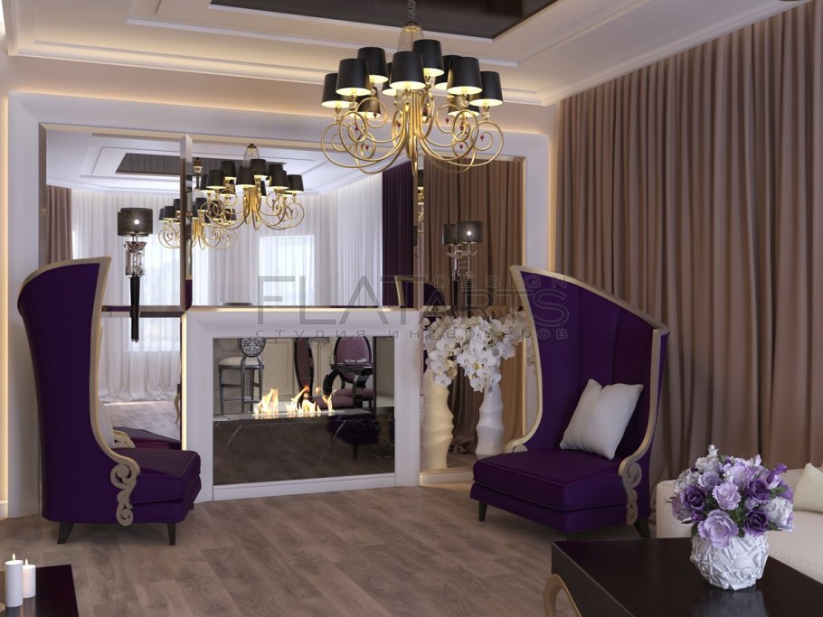 Гостиная в стиле арт деко в загородном доме