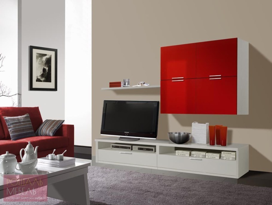 Модульная стенка красная