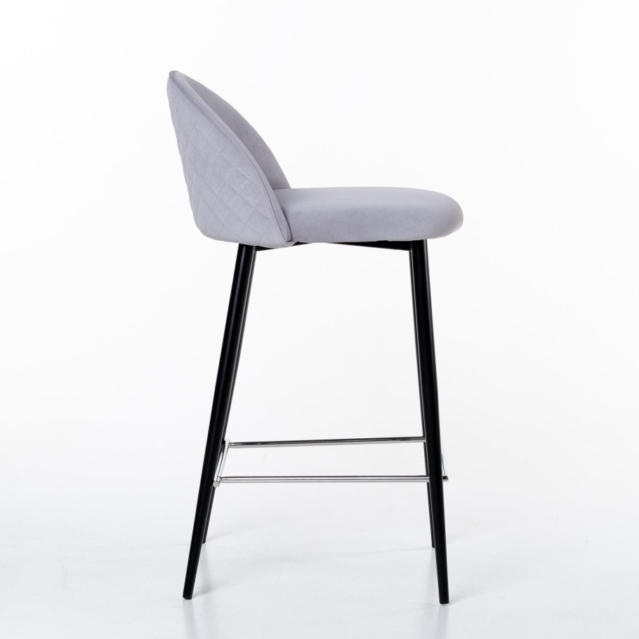 Стул полубарный Marcus, бархат серый