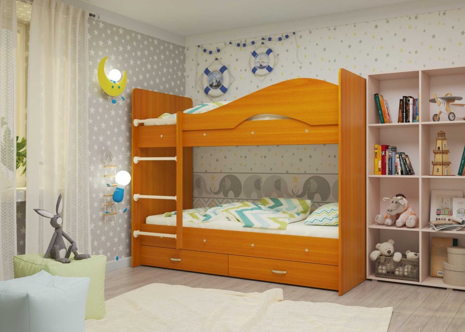 Кровать 2-х ярусная 800х1900 Млечный дуб
