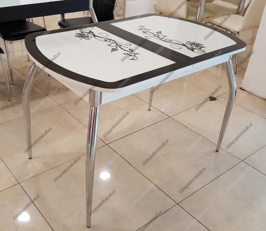 Стол Флоренция стекло кожзам крокодил серебро