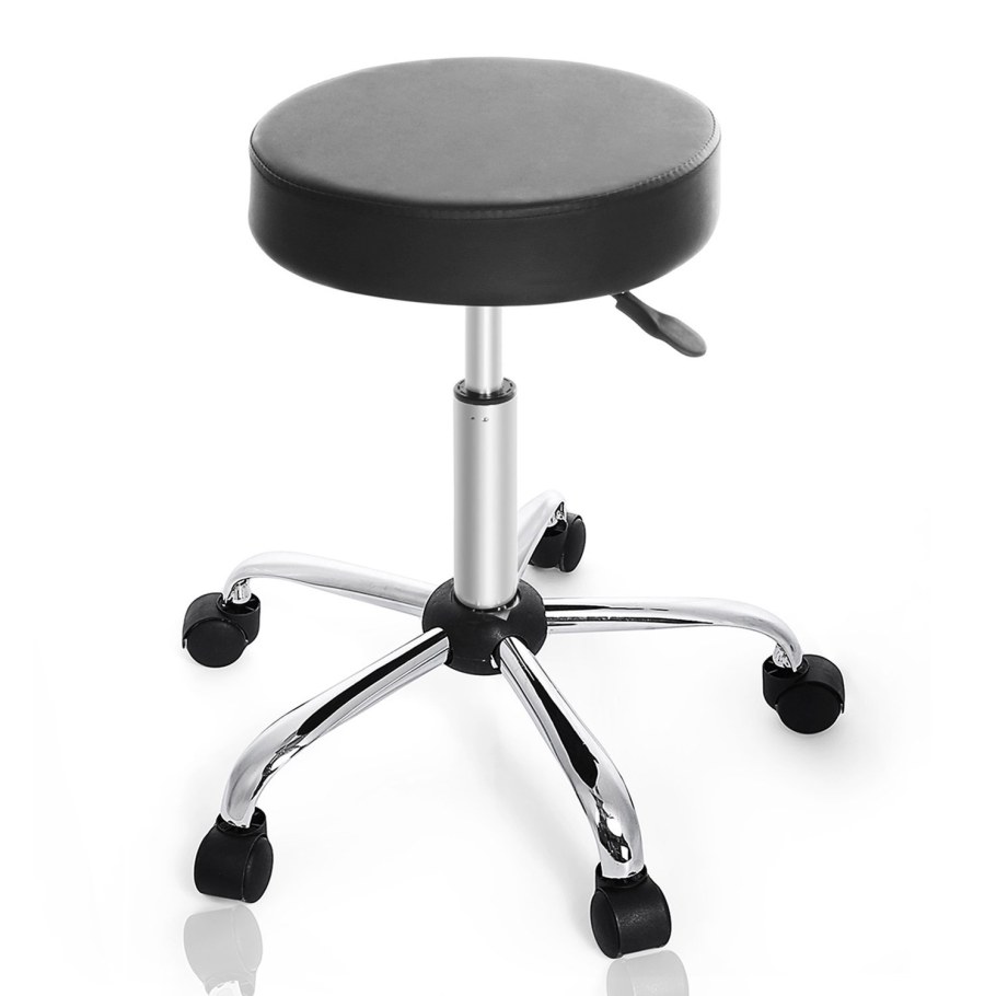 Стул мастера со спинкой Призма низкий хром белый