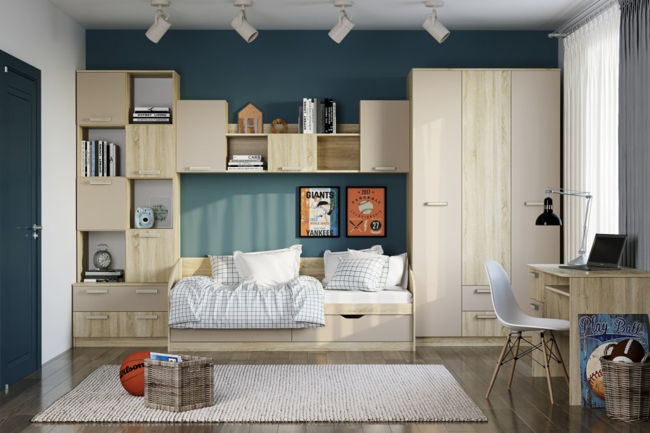 Мебельный гарнитур в детскую зелёный