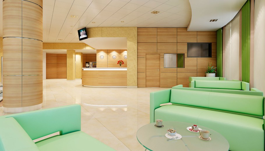 Интерьер вестибюля гостиницы