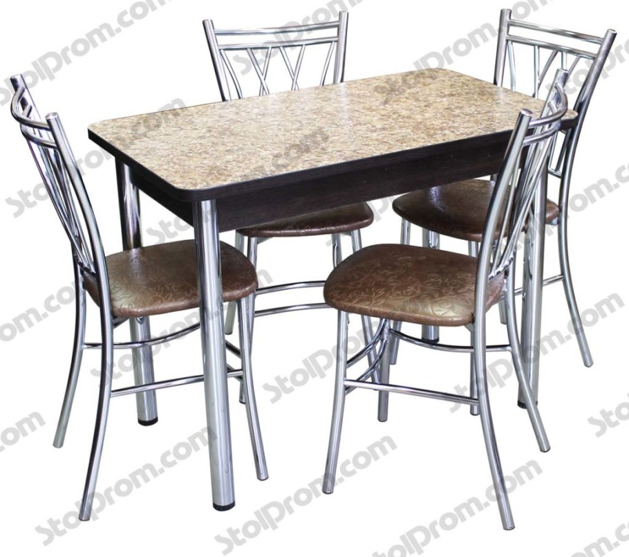 Стола и стулья на металлокаркасе для кухни