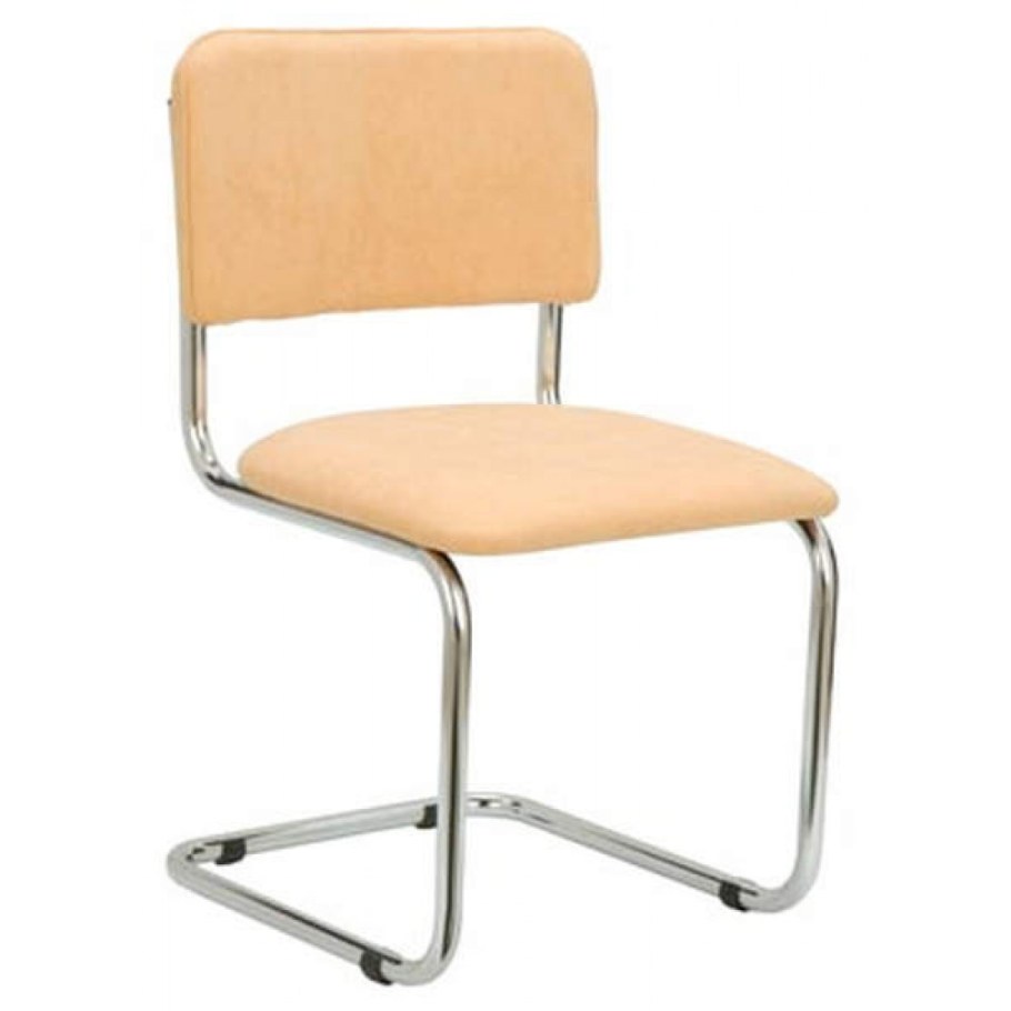 Стул Сильвия бежевый кож/зам каркас хром