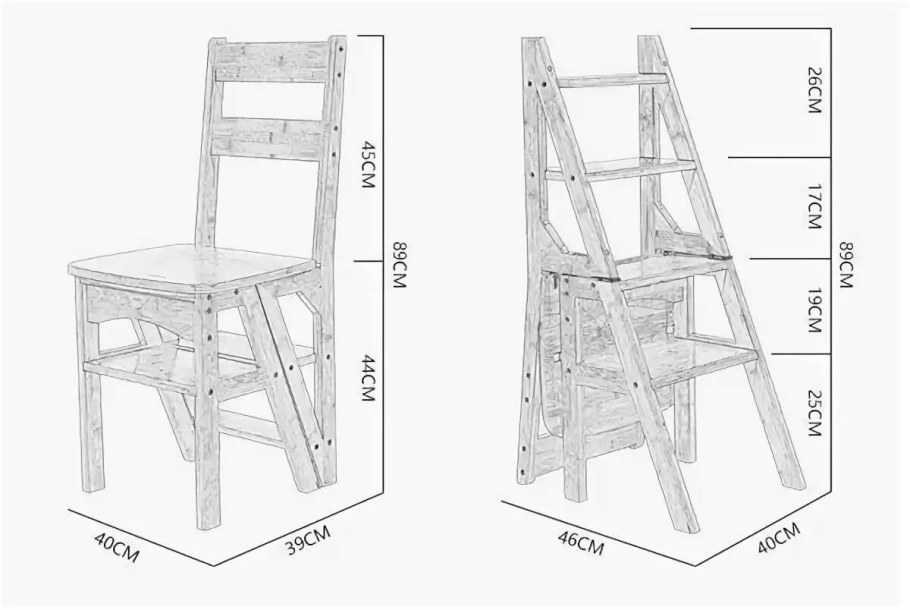 Стул-стремянка трансформер чертеж