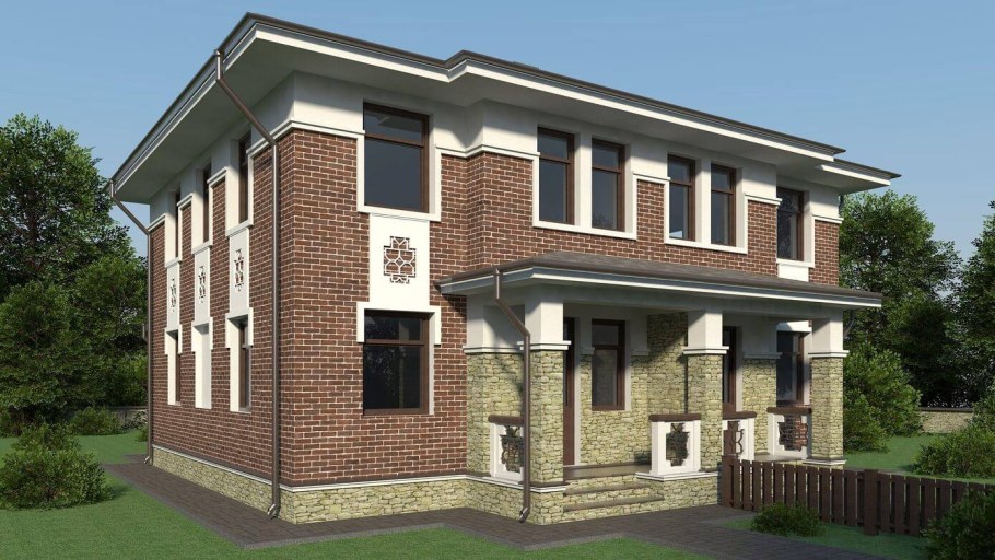 Таунхаус фасад кирпич