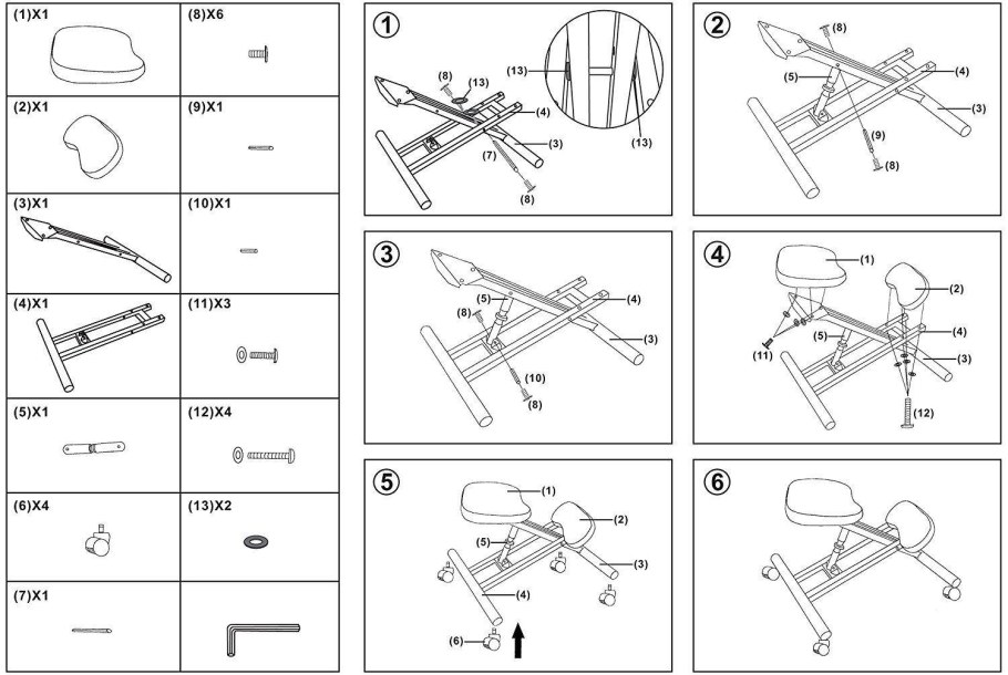 Ортопедический коленный стул чертеж