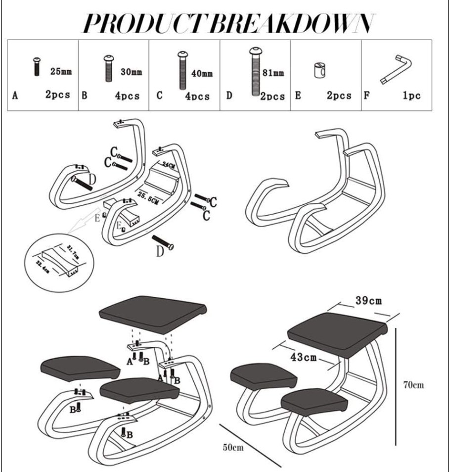Ортопедический коленный стул чертеж