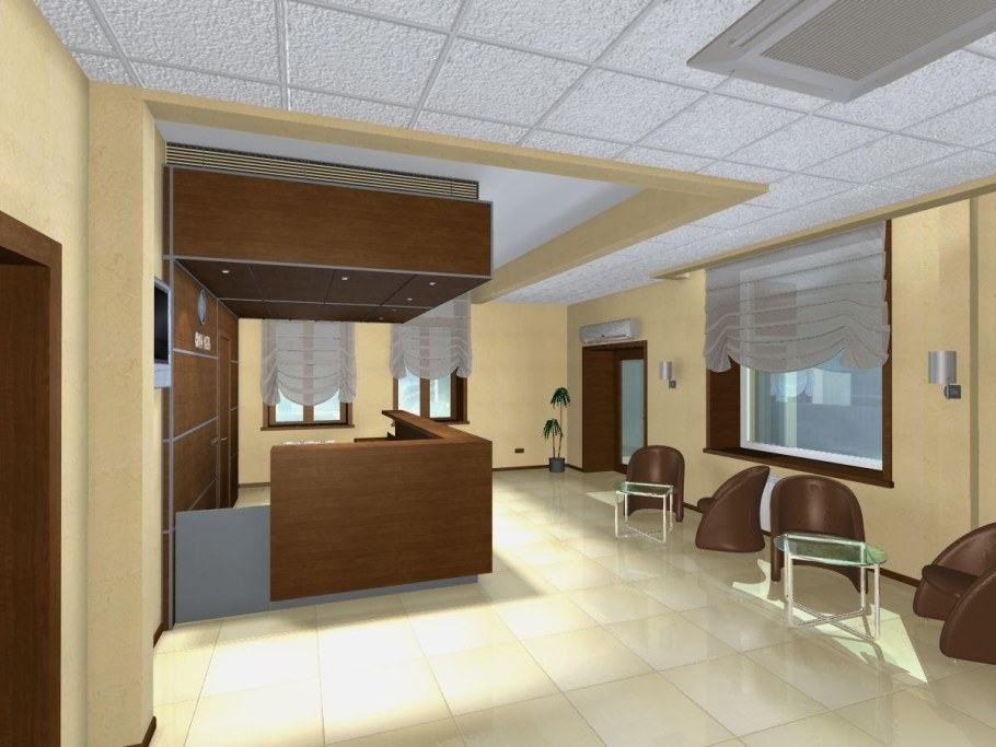 Интерьер холла гостиницы с планом