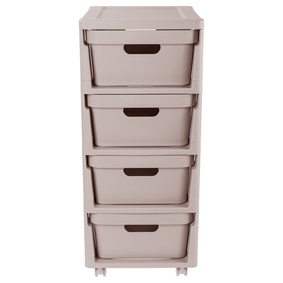 Комод на колесах Deluxe, 4 ящика, 300х385х690 мм (светло-бежевый)