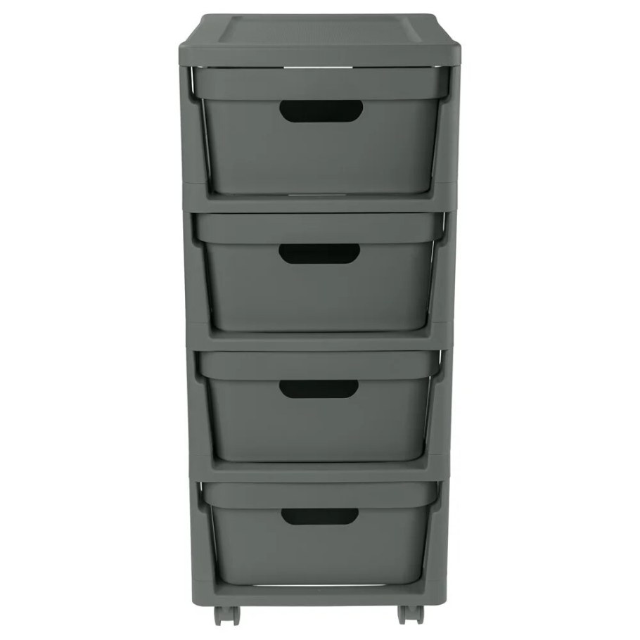 Комод на колесах Luxe, 4 ящика, 300х385х690 мм (серый)